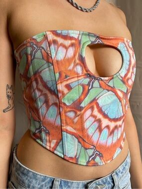 With Jean butterfly Orange Corset Size M